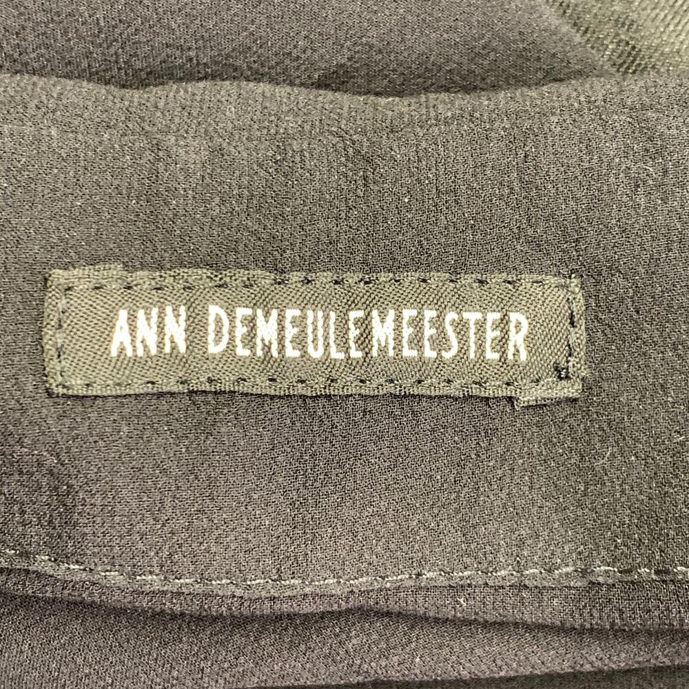ANN DEMEULEMEESTER S Black Linen Blend Striped Layered Double Breasted Trench - Picture 10 of 10